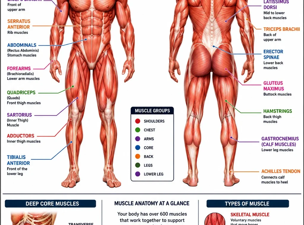 Muscle Anatomy Chart: The best Major Muscles Explained 2026