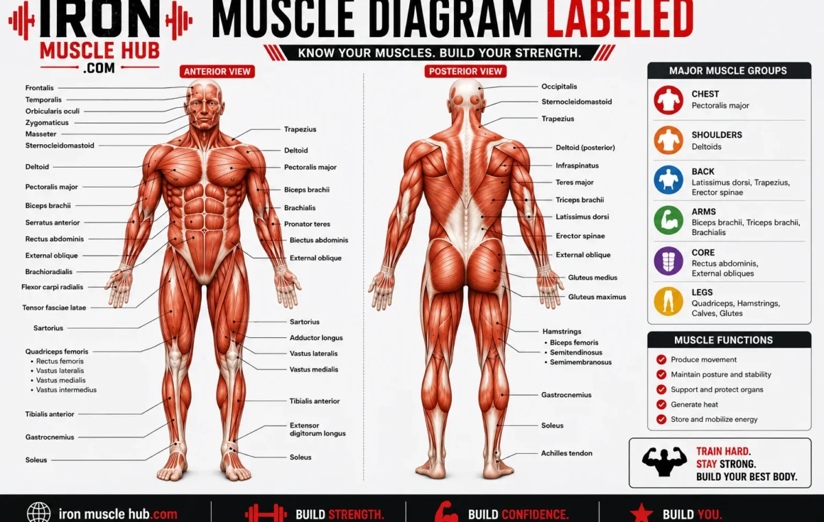 Muscle Diagram Labeled: The best Major Muscles Explained 2026