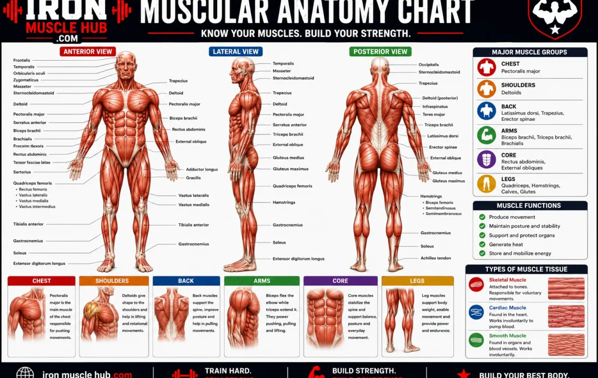 Muscular Anatomy Chart: The best Major Muscles Explained 2026