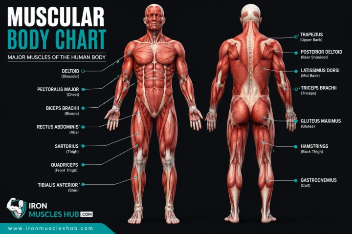 Muscular Body Chart: The best Major Muscles & Exercises 2026