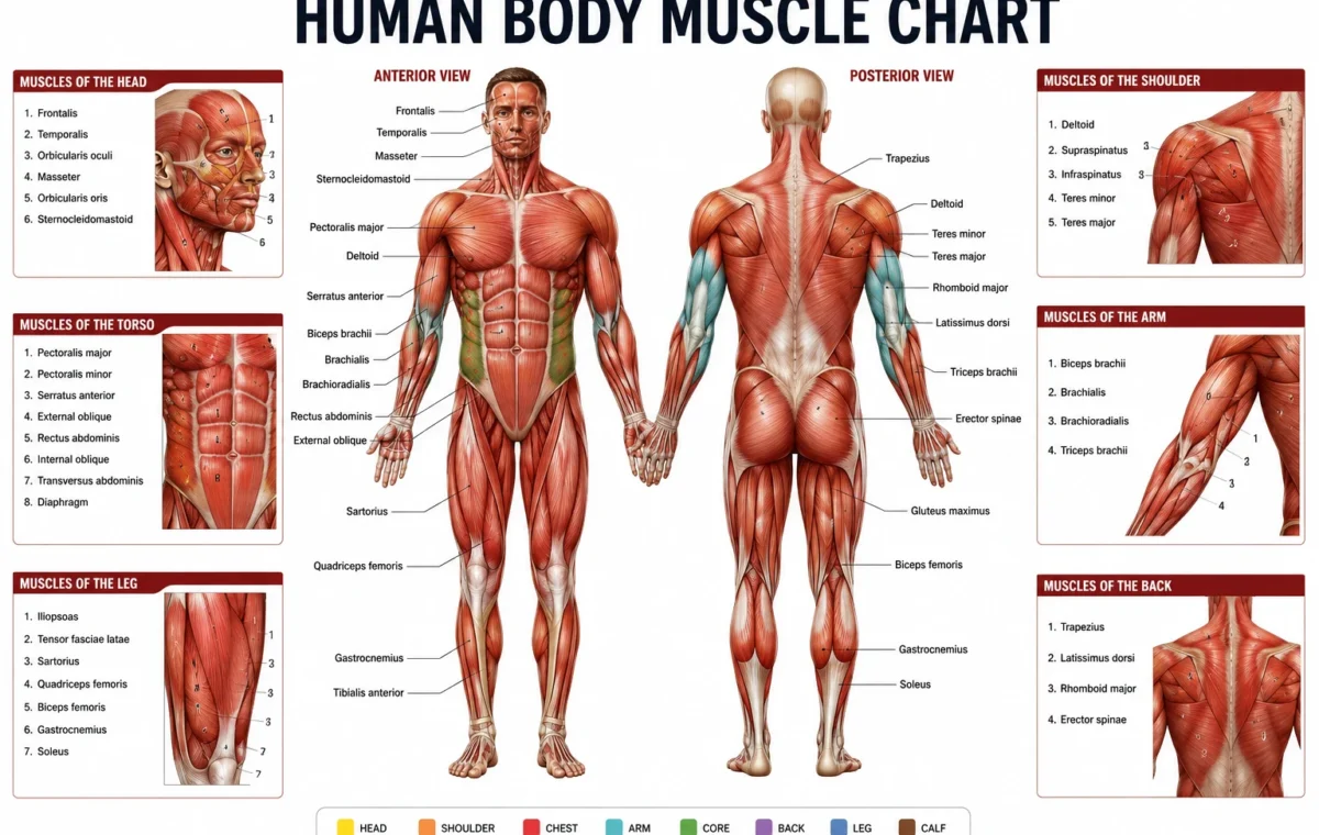 Human Body Muscle Chart: Powerful Guide to Major Muscles & Their Functions 2026
