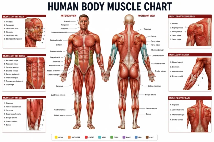 Human Body Muscle Chart: Powerful Guide to Major Muscles & Their Functions 2026