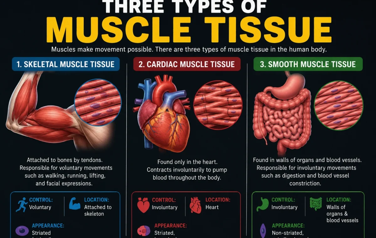 Three Types of Muscle Tissue Explained: Best Complete Beginner’s Guide (2026)