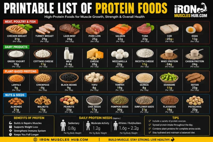 Printable List of Protein Foods for Best Beginners 2026