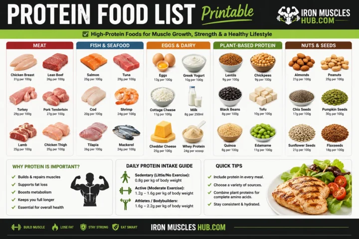 Protein Food List Printable: 50+ Foods Best Guide 2026