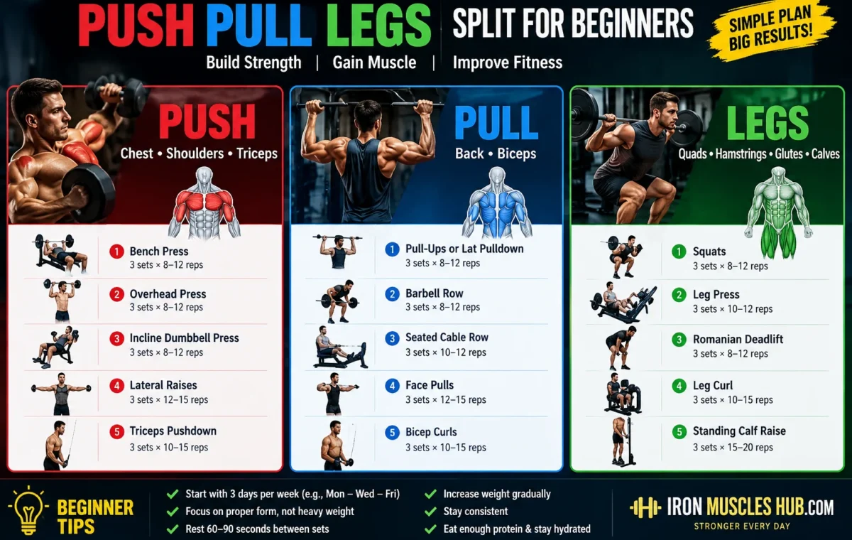 Push Pull Legs Split for Beginners: 3-Day Plan 2026