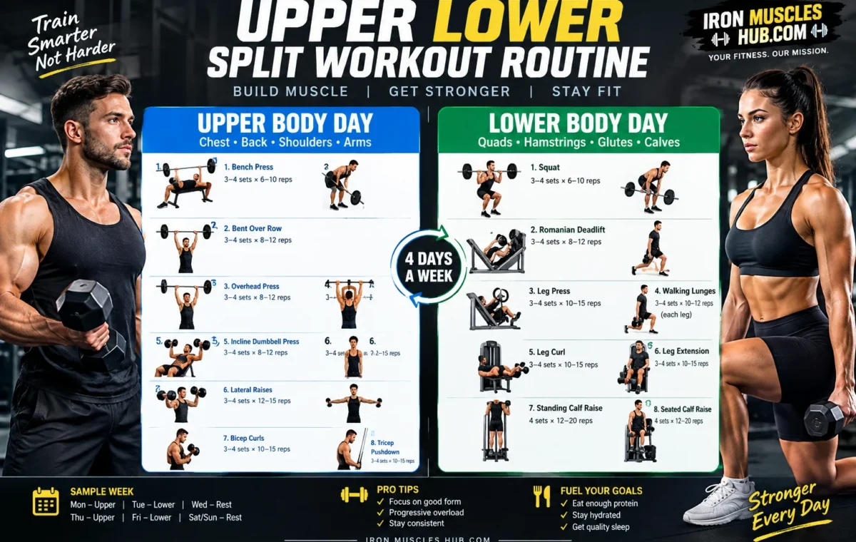 Upper Lower Split Workout Routine: 4-Day Plan Best 2026