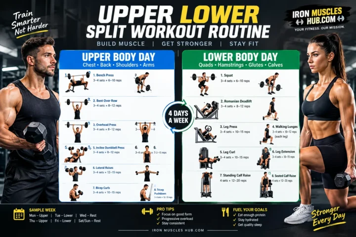 Upper Lower Split Workout Routine: 4-Day Plan Best 2026