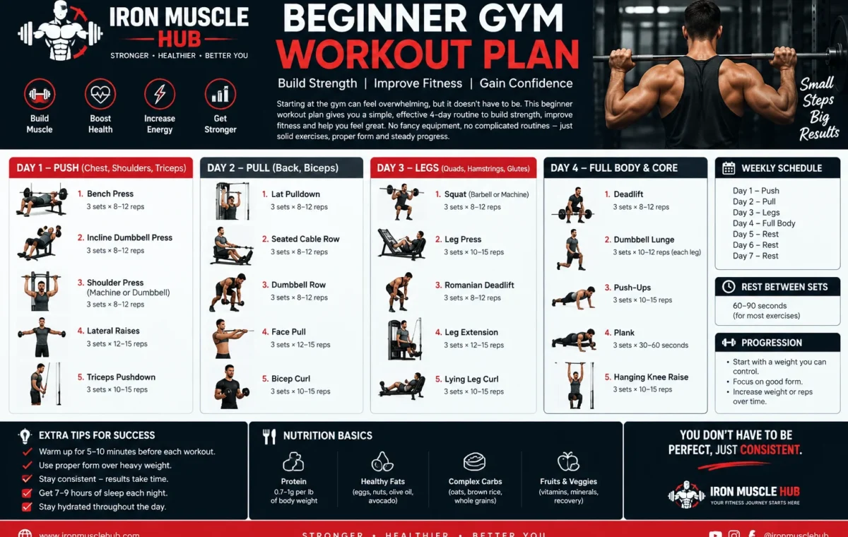 Beginner Gym Workout Plan: 3-Day Full-Body Routine Best 2026